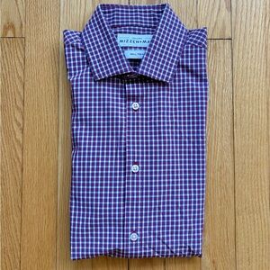 Mizzen+Main Mens Long Sleeve Leeward Shirt Trim Fit Small Blue Red White Check